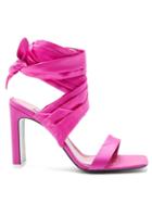 Matchesfashion.com The Attico - Paris Ankle-tie Satin Sandals - Womens - Pink