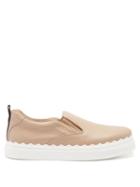 Chlo - Lauren Slip-on Leather Trainers - Womens - Light Pink