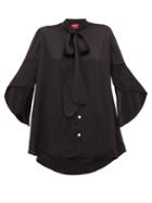 Matchesfashion.com F.r.s - For Restless Sleepers - Diana Pussy Bow Hammered Satin Blouse - Womens - Black