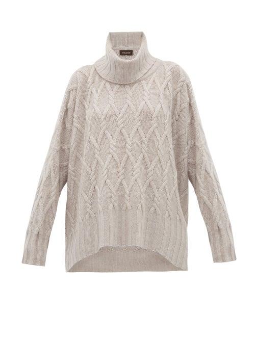 Matchesfashion.com Eskandar - Roll Neck Cable Knit Cashmere Sweater - Womens - Light Grey