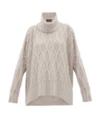 Matchesfashion.com Eskandar - Roll Neck Cable Knit Cashmere Sweater - Womens - Light Grey