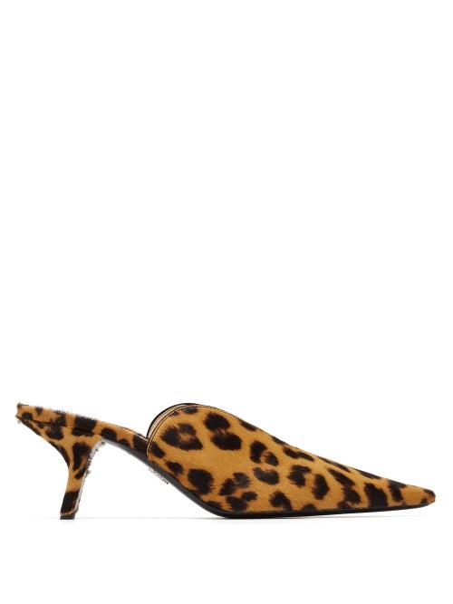 Matchesfashion.com Prada - Leopard Print Calf Hair Mules - Womens - Leopard
