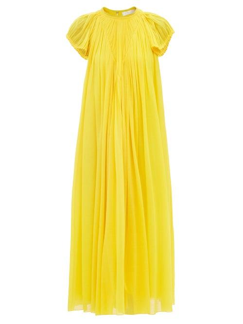 Chlo - Gathered Wool Crepe Midi Dress - Womens - Yellow