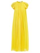 Chlo - Gathered Wool Crepe Midi Dress - Womens - Yellow
