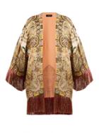 Matchesfashion.com Etro - Fringed Paisley Print Satin Kimono - Womens - Green Multi