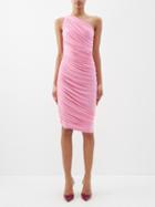 Norma Kamali - Diana One-shoulder Ruched Jersey Dress - Womens - Pink
