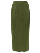 Matchesfashion.com Pleats Please Issey Miyake - Technical-pleated Longline Skirt - Womens - Khaki