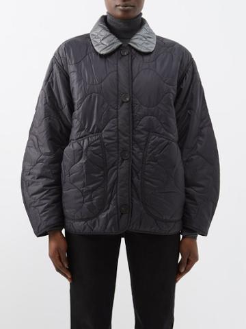 Marfa Stance - Reversible Cropped Quilted Jacket - Womens - Black Grey