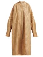 Matchesfashion.com Jil Sander - Gino Jacquard Striped Cotton Poplin Shirtdress - Womens - Brown Stripe
