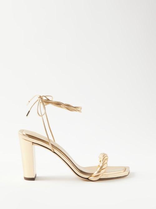 Jimmy Choo - Diosa 85 Metallic Leather Sandals - Womens - Gold