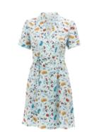 Matchesfashion.com Hvn - Maria Car Print Silk Mini Dress - Womens - Light Blue