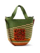 Loewe Paula's Ibiza - Slit Mini Striped Raffia Basket Bag - Womens - Green Multi