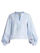 Matchesfashion.com Khaite - Suzanna Cotton Poplin Shirt - Womens - Light Blue