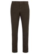 Matchesfashion.com Incotex - Slim Fit Cotton Blend Chino Trousers - Mens - Dark Brown