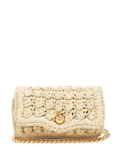 Matchesfashion.com Bottega Veneta - Classic Crochet-jersey Shoulder Bag - Womens - Beige