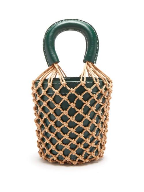 Matchesfashion.com Staud - Moreau Macram And Leather Bucket Bag - Womens - Dark Green