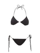 Matchesfashion.com Leslie Amon - Bianca Faux-pearl And Crystal-embellished Bikini - Womens - Black