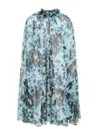 Matchesfashion.com Erdem - Perdita Fitzroy Rose Print Silk Cape - Womens - Blue Multi