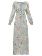 Matchesfashion.com Preen By Thornton Bregazzi - Iris Floral Devor Velvet Dress - Womens - Light Blue