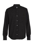 Matchesfashion.com Inis Mein - Checked Wool Blend Boucl Shirt - Mens - Charcoal