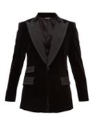 Matchesfashion.com Dolce & Gabbana - Single Breasted Jacquard Lapel Velvet Jacket - Mens - Black