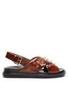 Matchesfashion.com Marni - Fussbett Patent Leather Slingback Sandals - Womens - Dark Brown
