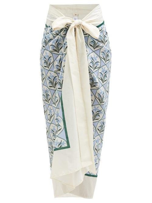 Agua By Agua Bendita - Lavanda Floral-print Cotton-blend Sarong - Womens - Blue Print