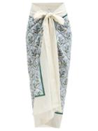 Agua By Agua Bendita - Lavanda Floral-print Cotton-blend Sarong - Womens - Blue Print