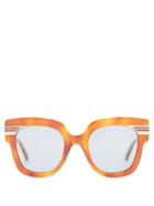 Matchesfashion.com Gucci - Web Striped Cat Eye Sunglasses - Womens - Tortoiseshell