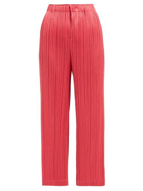 Matchesfashion.com Pleats Please Issey Miyake - Pleated Straight Leg Cropped Trousers - Womens - Pink