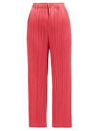 Matchesfashion.com Pleats Please Issey Miyake - Pleated Straight Leg Cropped Trousers - Womens - Pink