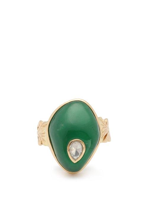 Matchesfashion.com Jade Jagger - Diamond, Emerald & 18kt Gold Ring - Womens - Green