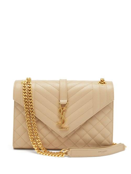 Saint Laurent - Envelope Matelass-leather Shoulder Bag - Womens - Beige