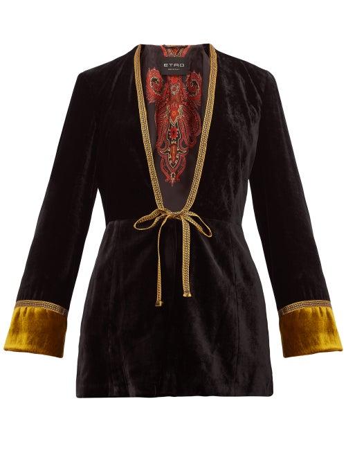 Matchesfashion.com Etro - Derbyshire Embroidered Velvet Jacket - Womens - Black