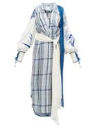 Matchesfashion.com Mame Kurogouchi - Floral Striped Jacquard Midi Dress - Womens - Blue Multi