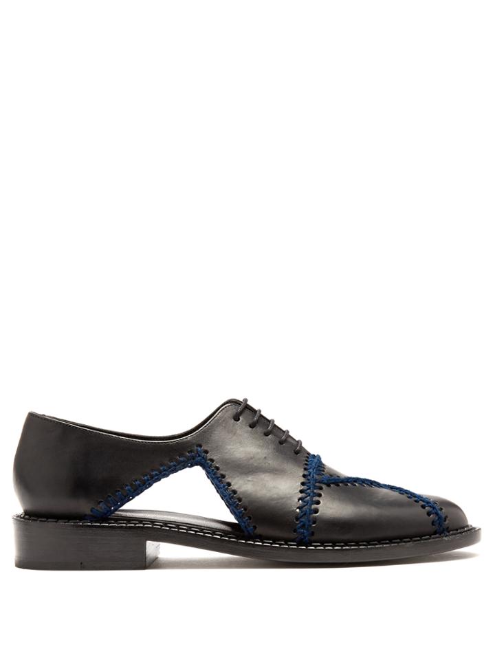 Robert Clergerie Jofre Crochet-trimmed Leather Shoes