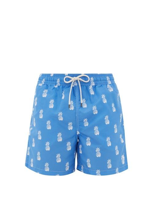 Matchesfashion.com Polo Ralph Lauren - Pineapple-print Logo-embroidered Swim Shorts - Mens - Blue Multi