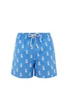 Matchesfashion.com Polo Ralph Lauren - Pineapple-print Logo-embroidered Swim Shorts - Mens - Blue Multi