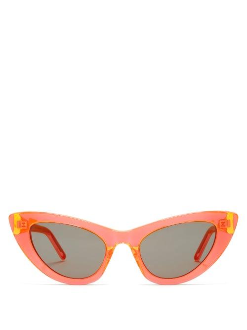 Matchesfashion.com Saint Laurent - Lily Cat-eye Acetate Sunglasses - Womens - Red