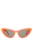 Matchesfashion.com Saint Laurent - Lily Cat-eye Acetate Sunglasses - Womens - Red