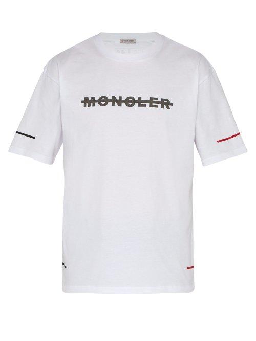 Matchesfashion.com Moncler - Logo Print Cotton T Shirt - Mens - White