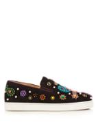 Matchesfashion.com Christian Louboutin - Boat Candy Embellished Suede Trainers - Womens - Black Multi