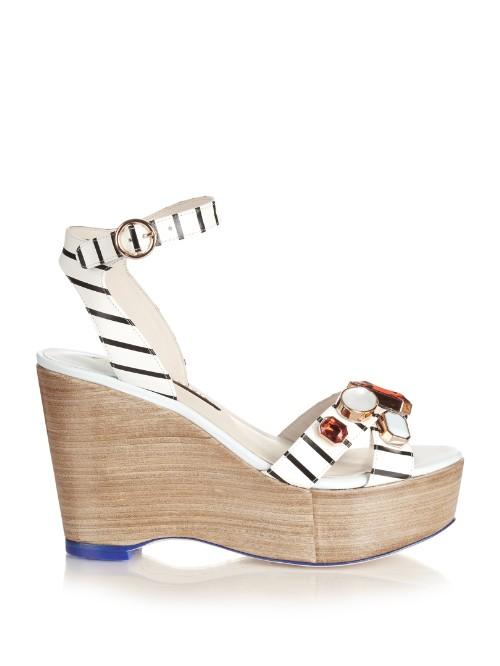 Sophia Webster Suki Embellished Leather Wedge Sandals