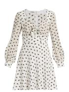 Miu Miu Cat-print Long-sleeved Silk Dress