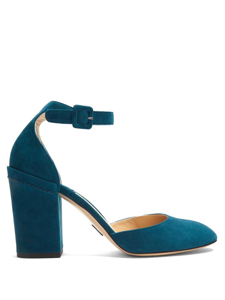 Paul Andrew Bastioni Block-heel Suede Pumps