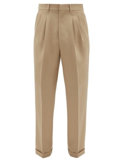 Matchesfashion.com Ami - Pleated Virgin-wool Serge-twill Suit Trousers - Mens - Beige