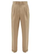 Matchesfashion.com Ami - Pleated Virgin-wool Serge-twill Suit Trousers - Mens - Beige