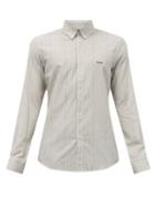 Matchesfashion.com Fendi - Logo-embroidered Pinstriped Cotton-poplin Shirt - Mens - Light Grey