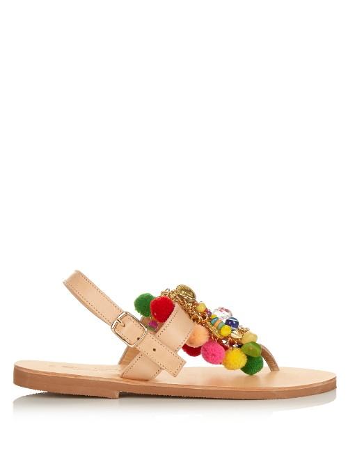Elina Linardaki Jellytots Embellished Leather Flat Sandals