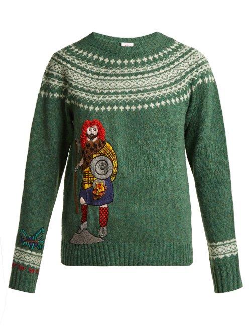 Matchesfashion.com Kilometre Paris - Skye Embroidered Wool Sweater - Womens - Green Multi